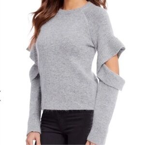 Gray Peek a Boo Sleeve Sweater